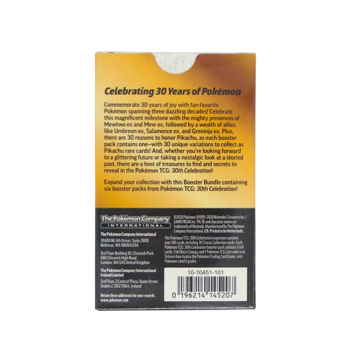 Pokémon TCG 30th Celebration Booster Bundle achterkant