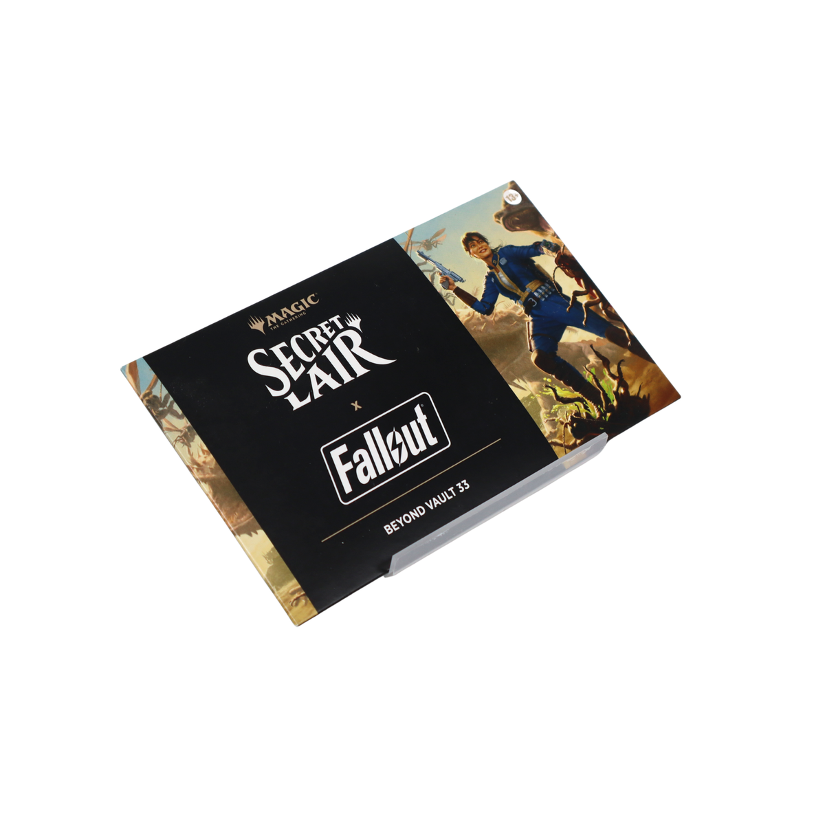Schuin aanzicht van Magic: The Gathering Secret Lair x Fallout Beyond Vault 33