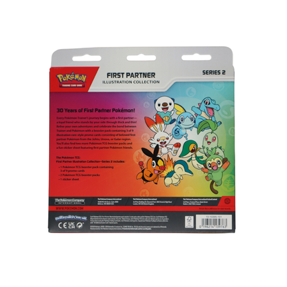 Achterkant van Pokémon First Partner Illustration Collection Series 2 met inhoud