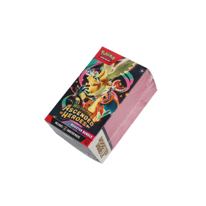 Schuine vooraanzicht van Pokémon Mega Evolution Ascended Heroes Booster Bundle