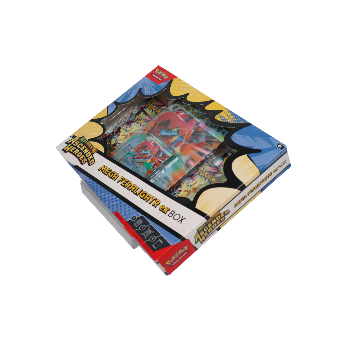 Pokémon Mega Evolution Ascended Heroes Mega Feraligatr ex Box vanuit schuine hoek
