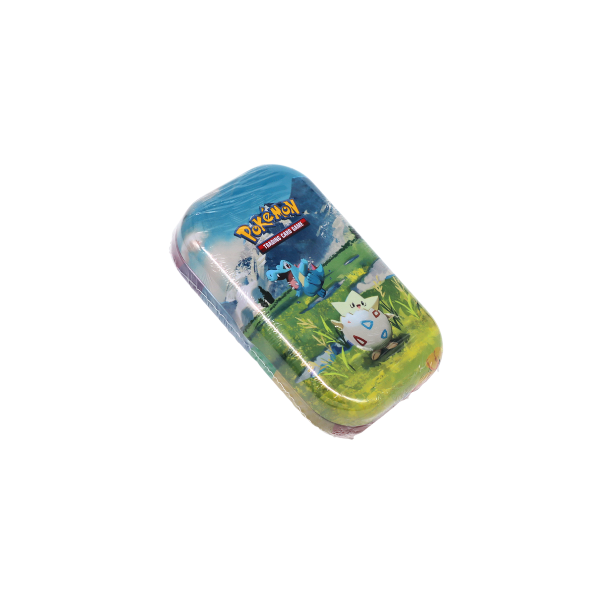 Pokémon Mega Evolution Ascended Heroes Mini Tin vanuit schuine hoek