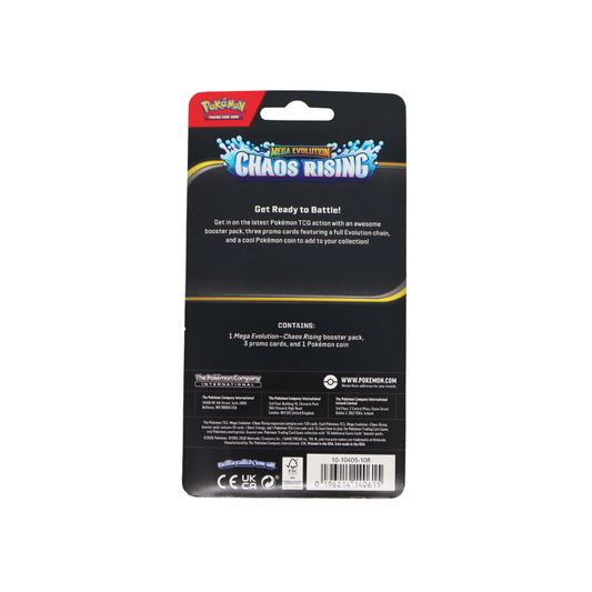 Achterkant van Pokémon Mega Evolution Chaos Rising checklane blister