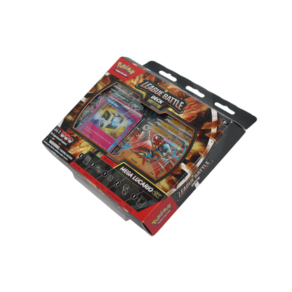 Pokémon Mega Lucario ex League Battle Deck schuin vooraanzicht in verpakking
