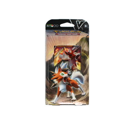 Achterkant van Pokémon TCG Lycanroc V Battle Deck met decklijst en inhoud