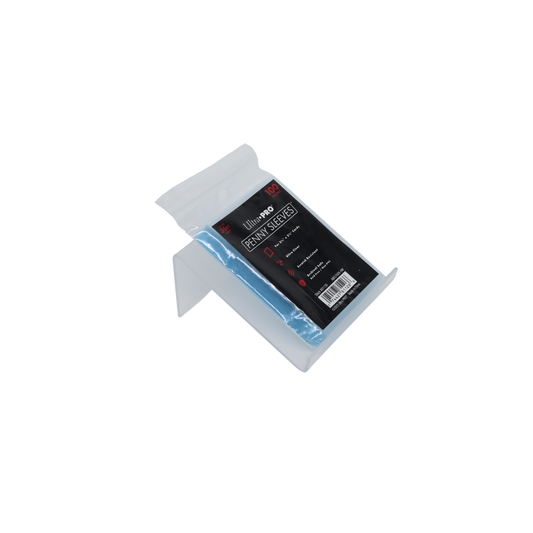 Ultra PRO Penny Sleeves 100 stuks schuin gefotografeerd voor verzamelkaarten
